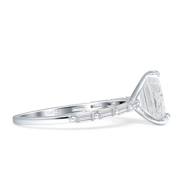Emerald Cut Solitaire Baguette Cubic Zirconia Ring 925 Sterling Silver Wholesale